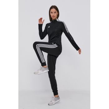 Adidas Pantaloni femei, culoarea negru, material neted