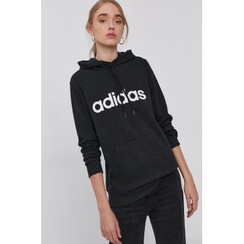 Adidas Bluză GL0635 femei, culoarea negru, cu imprimeu de firma original