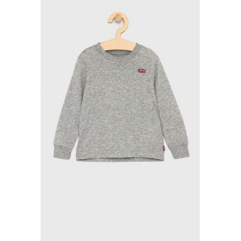 Levi's Longsleeve copii culoarea gri, material neted