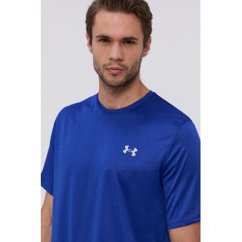 Under Armour tricou 1361426 bărbați, culoarea albastru marin, material neted 1361426-600 ieftin