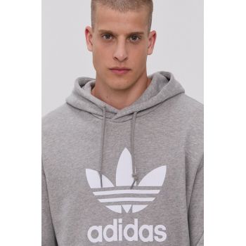 Adidas Originals hanorac de bumbac H06669 bărbați, culoarea gri, cu imprimeu H06669-MGREY/WHT