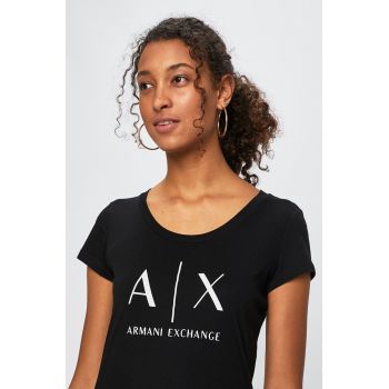 Armani Exchange tricou din bumbac femei, culoarea negru ieftin