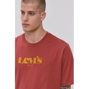 Levi's Tricou din bumbac culoarea rosu, cu imprimeu