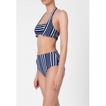 Sutien de baie halter cu dungi