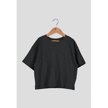 Tricou crop cu maneci cazute