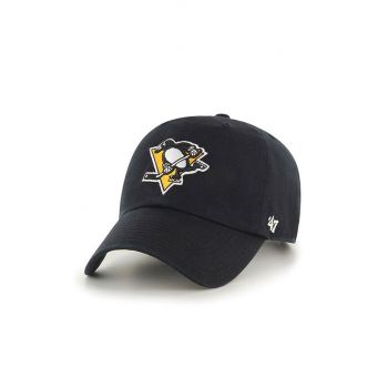 47brand șapcă NHL Pittsburgh Penguins culoarea negru, cu imprimeu