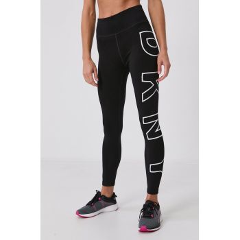 Dkny Colanți femei, culoarea negru, cu imprimeu