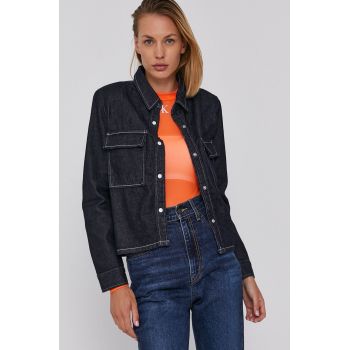 Levi's Cămașă jeans femei, culoarea albastru marin, cu guler clasic, relaxed