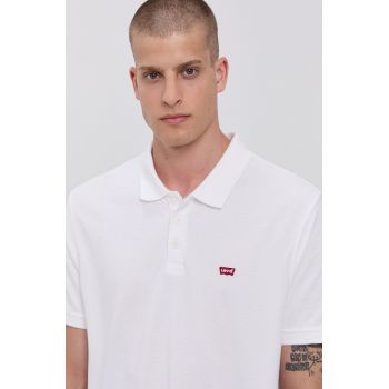 Levi's tricou polo bărbați, culoarea alb, material uni 35883.0003-Neutrals ieftin