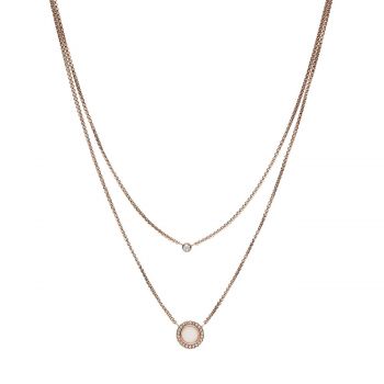 Double Glitz Rose Gold-Tone Steel Necklace JF03057791