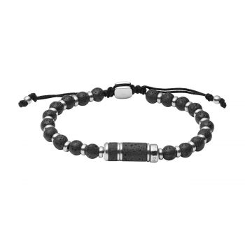 Mens Dress Bracelet In Lava Stone And Stainless Steel JF03688040