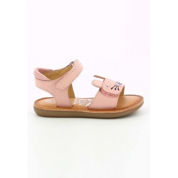 Sandale de piele cu velcro - Roz