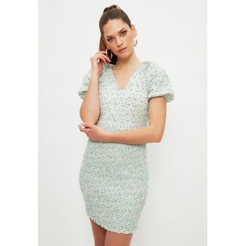 Rochie mini cambrata cu imprimeu floral de firma originala