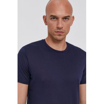 Sisley Tricou bărbați, culoarea albastru marin, material neted