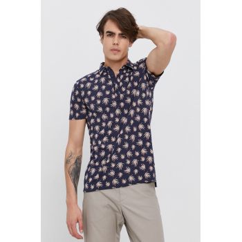 Sisley Tricou Polo bărbați, culoarea albastru marin, modelator