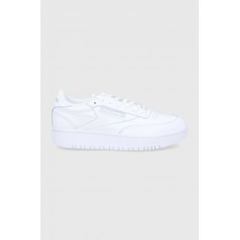 Reebok Classic ghete de piele Club C Double GW0854 culoarea alb, cu toc plat GW0854.100006321-WHT/GRY