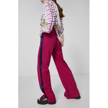 Karl Lagerfeld Pantaloni femei, culoarea roz, lat, high waist