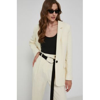 Victoria Victoria Beckham Sacou culoarea crem, un singur rand de nasturi, material neted