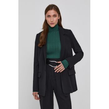 Victoria Victoria Beckham Sacou culoarea negru, un singur rand de nasturi, material neted