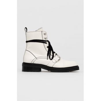 AllSaints Bocanci de piele Donita femei, culoarea alb, cu toc plat