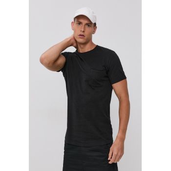 !SOLID Tricou din bumbac culoarea negru, material neted