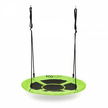 Leagan pentru copii rotund tip cuib de barza suspendat 100 cm Ecotoys MIR6001 verde la reducere