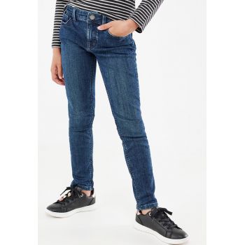 Blugi skinny cu 5 buzunare - fete - Albastru inchis