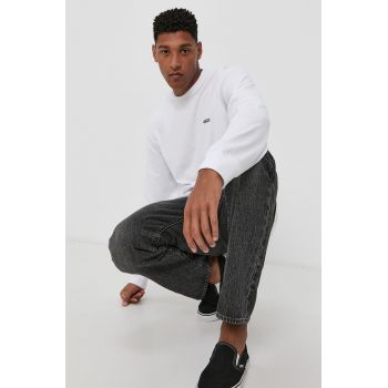 Vans Longsleeve bărbați, culoarea alb, material neted VN0A49LCYB21-WHT/BLK