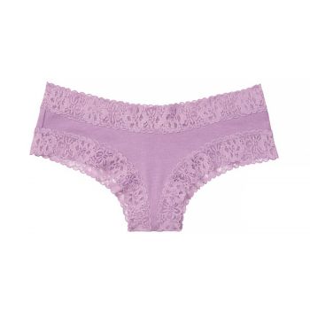 Stretch cotton lace-waist cheeky panty xs