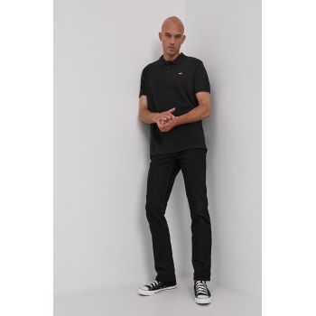 Levi's tricou polo bărbați, culoarea negru, material uni 35883.0007-Blacks