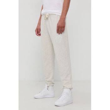 Superdry Pantaloni bărbați, culoarea gri, material neted