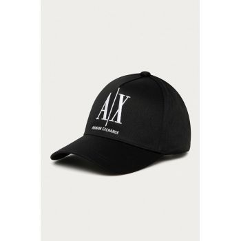 Armani Exchange șapcă de baseball din bumbac culoarea negru, cu imprimeu