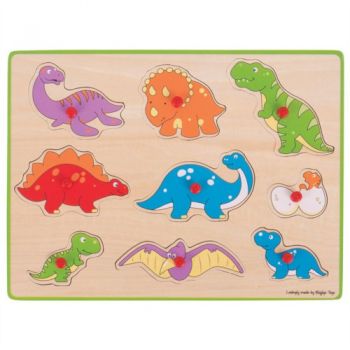 Puzzle din Lemn Incastru BigJigs Toys - Dinozauri