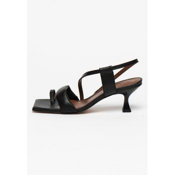 Sandale slingback de piele cu barete asimetrice