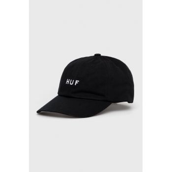 HUF șapcă culoarea negru, material neted