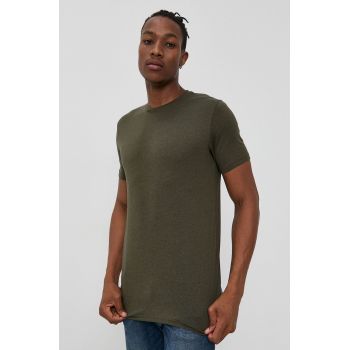 !SOLID Tricou bărbați, culoarea verde, material neted ieftin