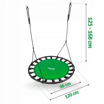 Leagan tip cuib pentru copii Neo-Sport 120 cm 150 kg Verde la reducere