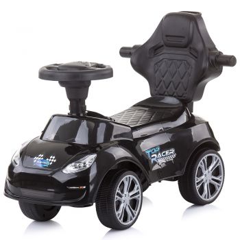 Masinuta copii de impins Chipolino Turbo Black cu maner si bara de siguranta detasabile, suport pentru picioare, sezut cu spatar, potrivita copiilor cu varsta mai mare de 3 ani cu greutatea pana la 23 kg