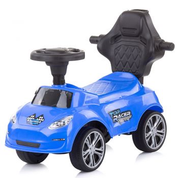 Masinuta copii de impins Chipolino Turbo Blue cu maner si bara de siguranta detasabile, suport pentru picioare, sezut cu spatar, potrivita copiilor cu varsta mai mare de 3 ani cu greutatea pana la 23 kg
