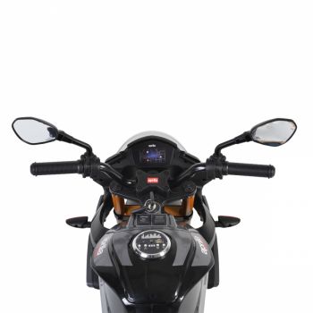 Motocicleta electrica 12V cu roti EVA Aprilia Tuono Black ieftina