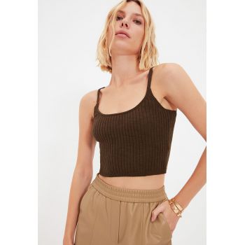 Set de cardigan si top crop cu aspect striat
