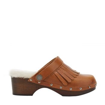 Leather and wood clogs 36