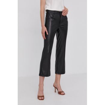 Marella pantaloni femei, culoarea negru, lat, medium waist