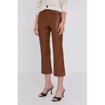 Marella Pantaloni femei, culoarea maro, lat, medium waist
