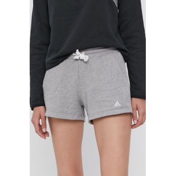 Adidas Performance Pantaloni scurți H45479 femei, culoarea gri, material neted, medium waist