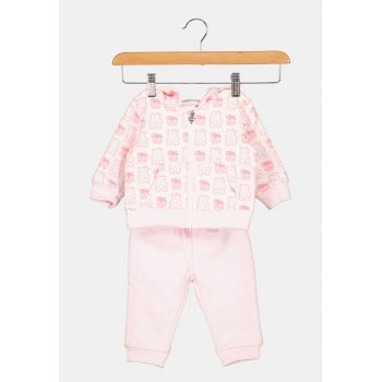 Set de pantaloni si hanorac de bumbac cu imprimeu - 2 piese ieftin