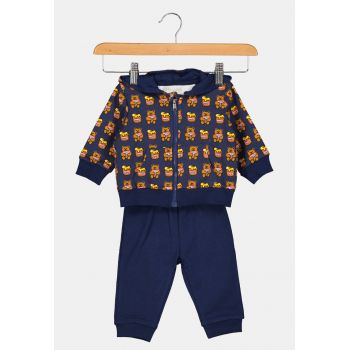 Set de pantaloni si hanorac de bumbac cu imprimeu - 2 piese la reducere