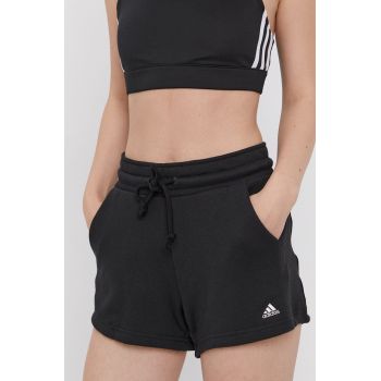 Adidas Performance Pantaloni scurți H47892 femei, culoarea negru, material neted, medium waist