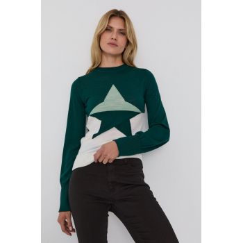 Marella pulover de lana femei, culoarea verde, light