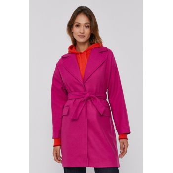 Desigual Palton femei, culoarea roz, de tranzitie, oversize de firma original